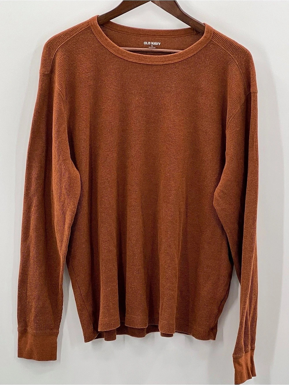 577 Old Navy Long-Sleeve Built-In Flex Waffle-Knit T-Shirt XL Brown